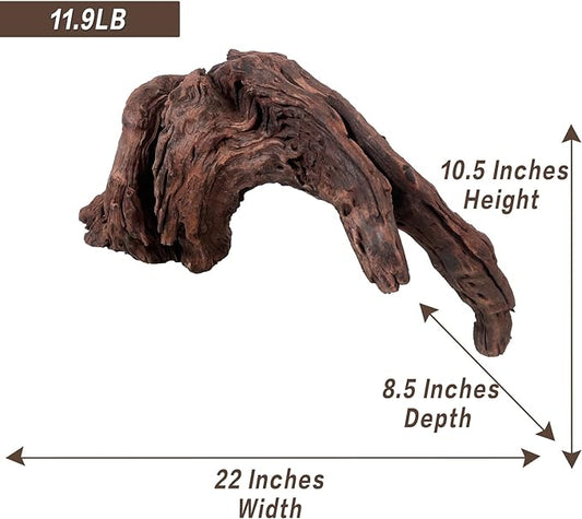 Natural Driftwood for Aquarium Decor, W22×D8.5×H10.5 Large Drift Wood Decorations for Reptile Hide, Fish Tank