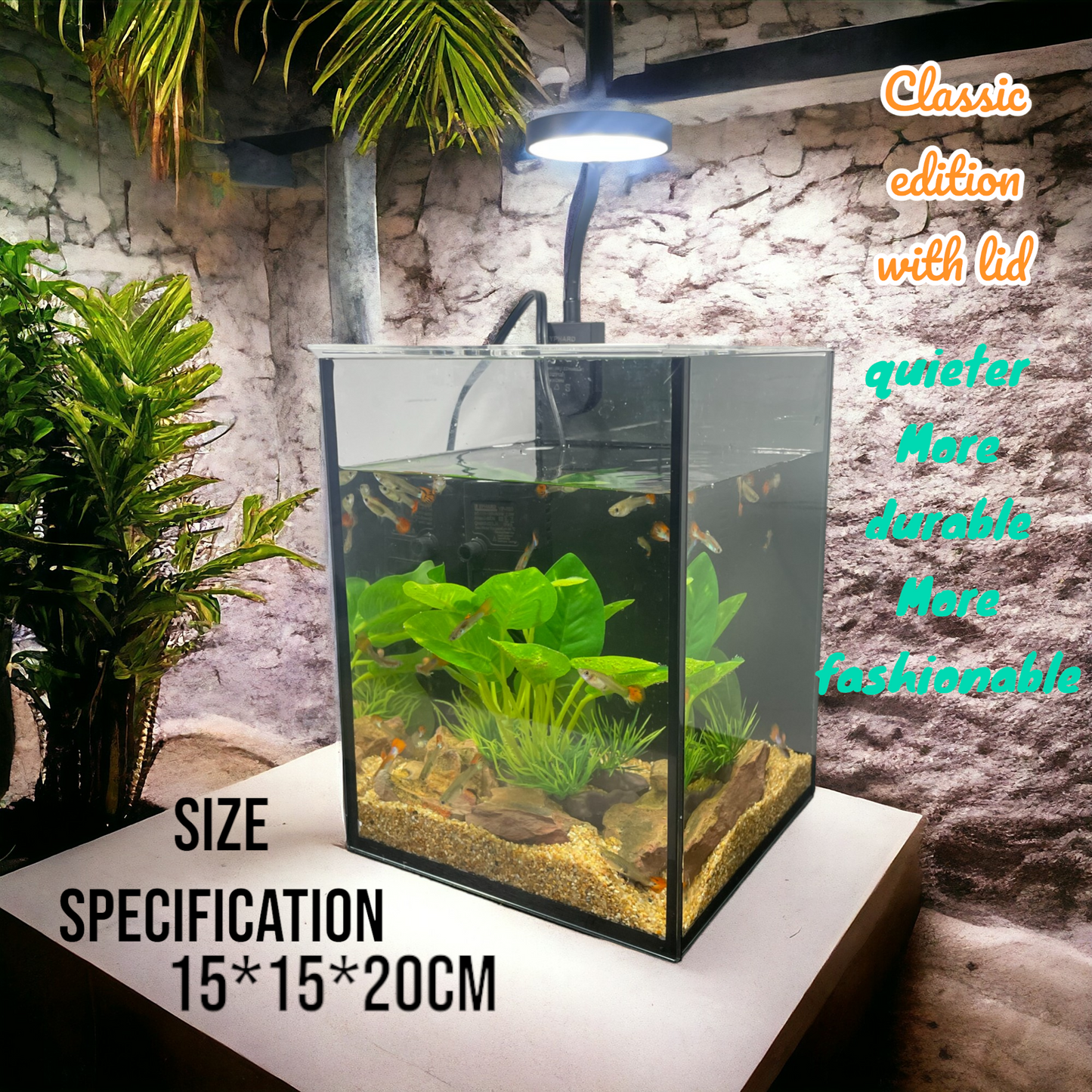 Ultra white glass aquarium complete set of aquascape living room office home small fish tank complete set of aquasca